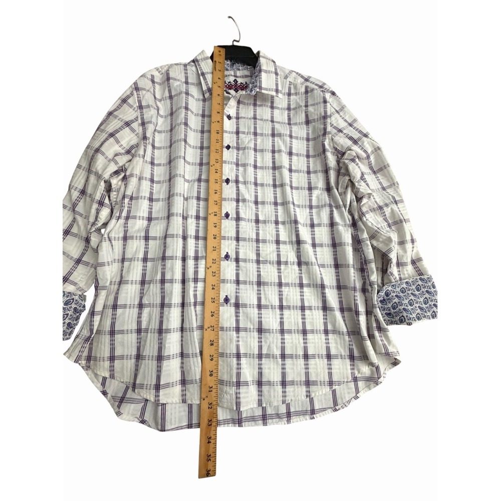 Robert Graham Shirt 3XL Mens Purple Plaid Check Paisley Long Sleeve #FF8-3 - Picture 8 of 10